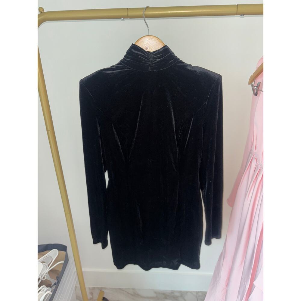 velvet long sleeve dress with crystals open back